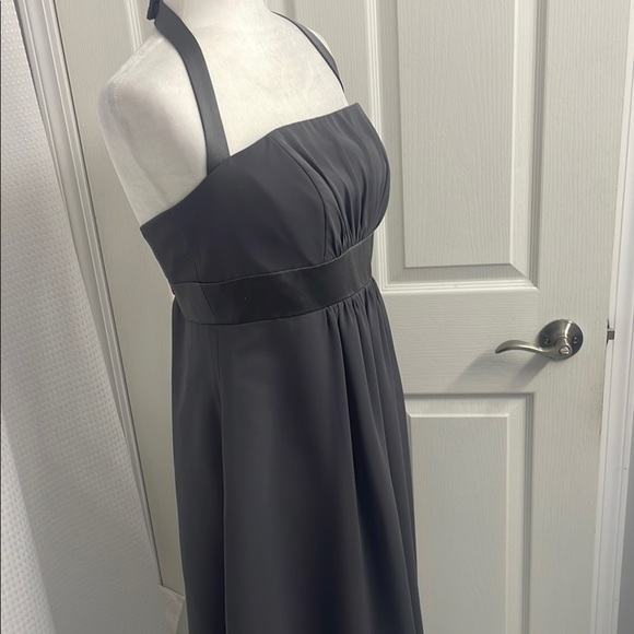 Alfred Angelo Gray Ruched Halter Formal Dress - Picture 4 of 12